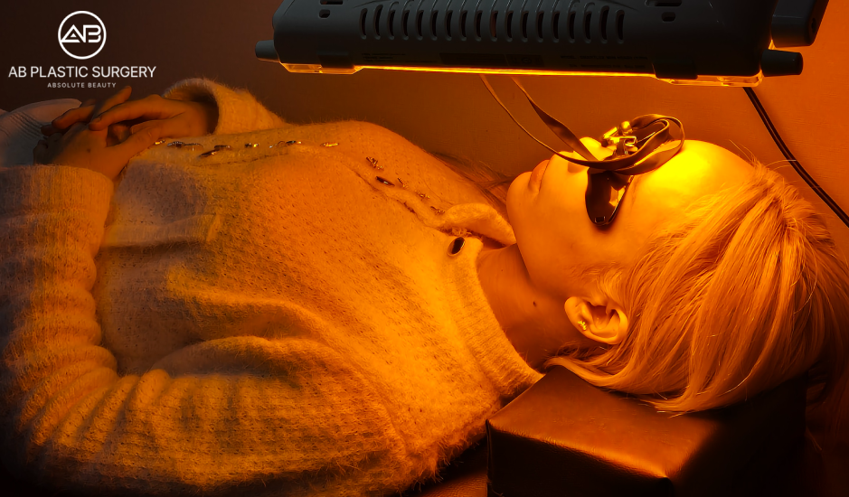 Patient receiving post-treatment recovery care at AB Plastic Surgery Korea